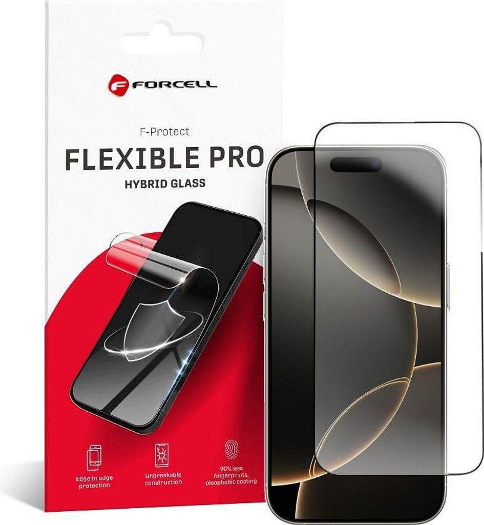 Forcell Flexibles 5D-Hybridglas passend für iPhone 16 Pro Max schwarz