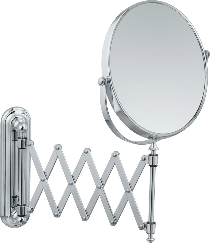WENKO Miroir Cosmétique Mural Télescopique Deluxe Chrome avec Zoom 5x Ø19cm