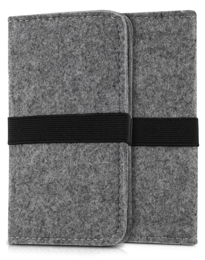 kwmobile Filz Tasche für Smartphones - mit Gummiband - Handy Filztasche Schutztasche in Grau - 16,0 x 8,0 cm Innenmaße