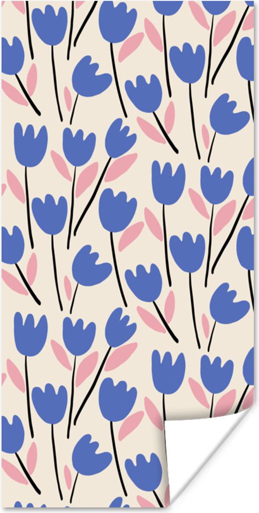 MuchoWow Poster Blume - Muster - Tulpe 75x150 cm - Dekoration für die Wände