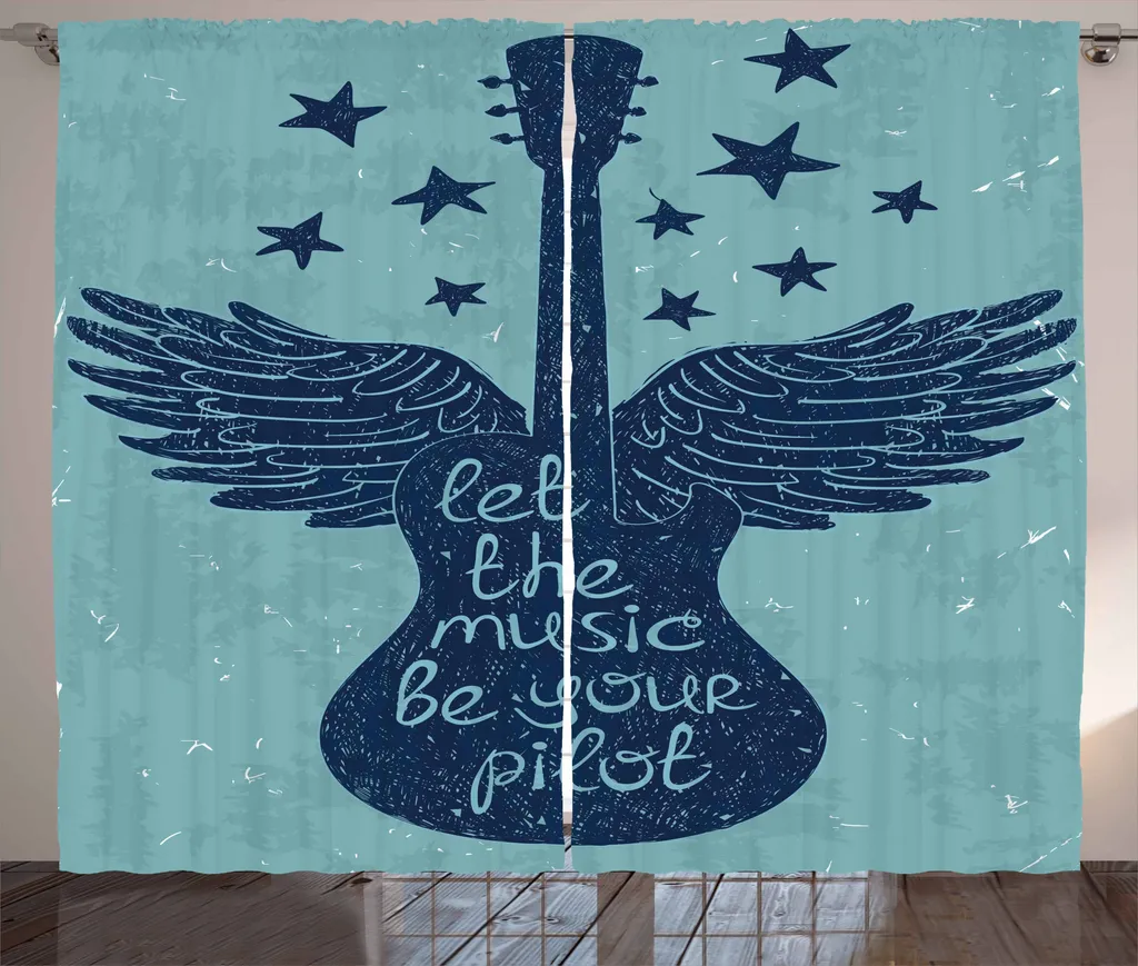 Tenda Rustica Musica ABAKUHAUS 280x175 cm | Chitarra e Stelle per Casa