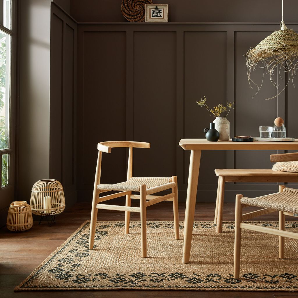 Nachhaltiger Jute-Teppich "Neath Mark" mit floralem Druck. 160x230 cm | Kadima Design