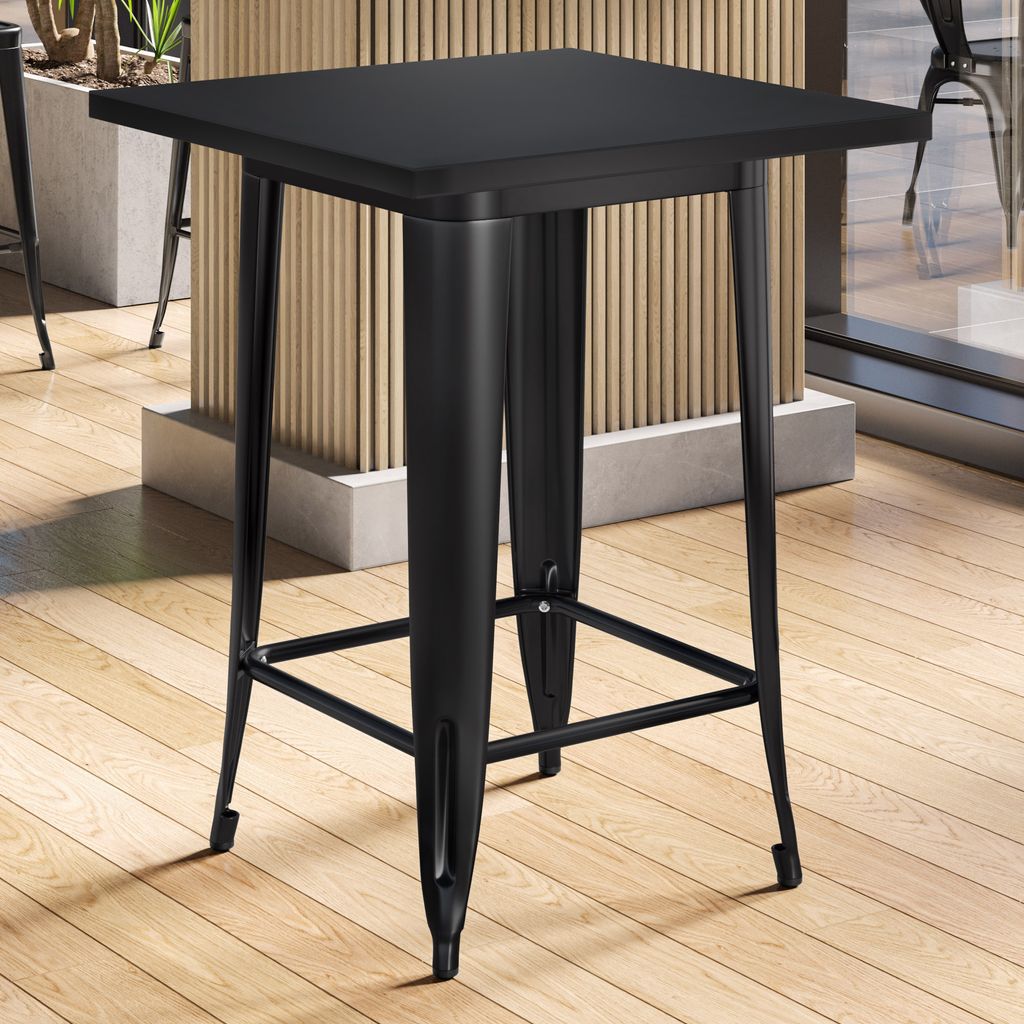 CALIFORNIA | Tolix Stil Stehtisch | B:T:H 60 x 60 x 106 cm | Schwarz | Quadratisch | Industrie Tisch, Retrotisch, Industrial Tisch