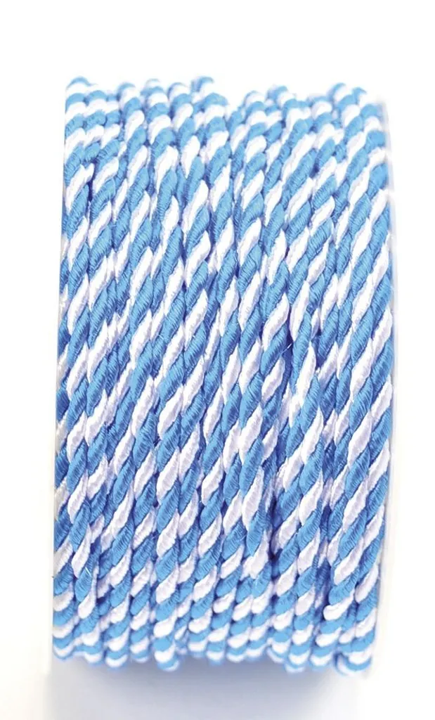 Cordon Goldina 4743003010025 bicolore blanc et bleu 3 mm x 25 m