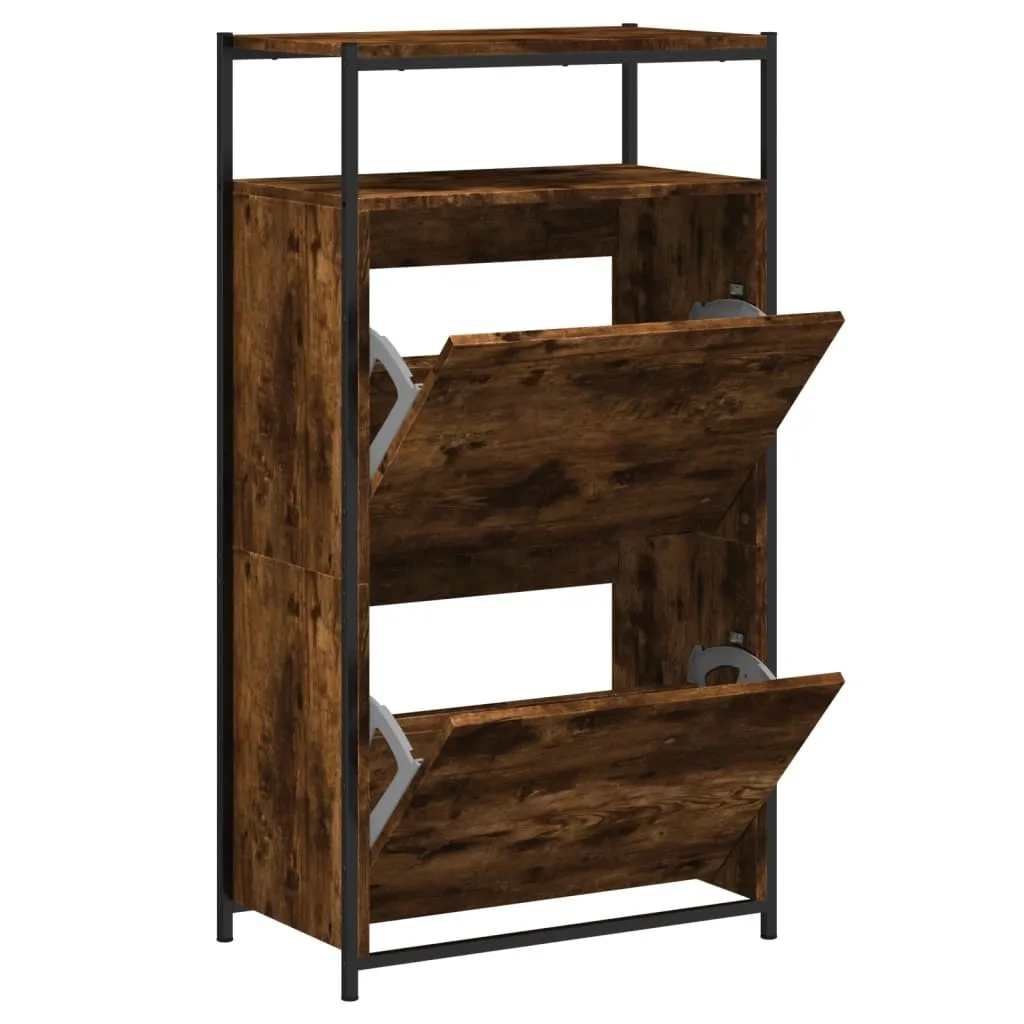 Scarpiera Design Rovere Fumé 112cm | Mobiletto Legno Moderno Elegante
