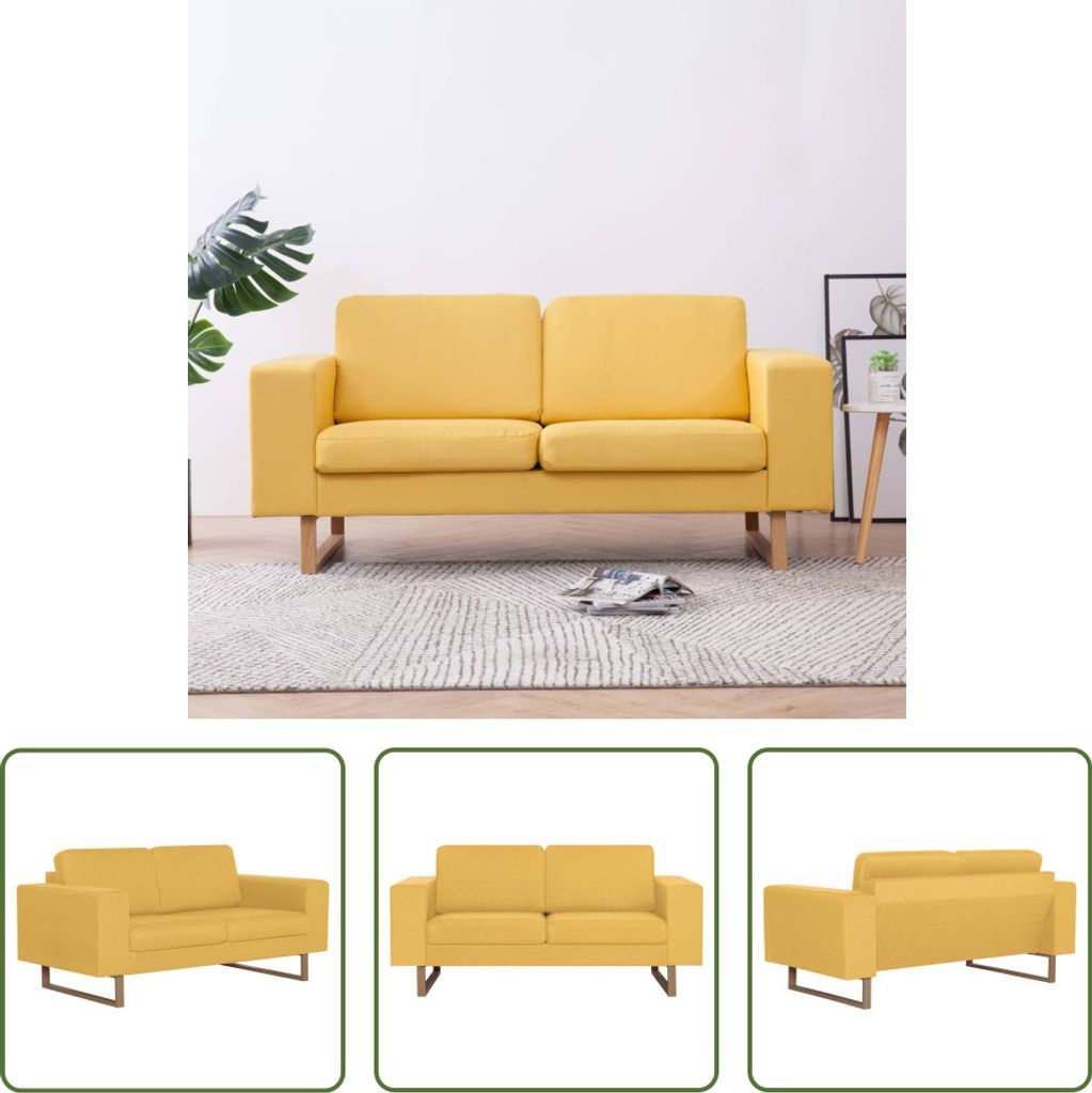 The Living Store 2-Sitzer-Sofa Stoff Gelb