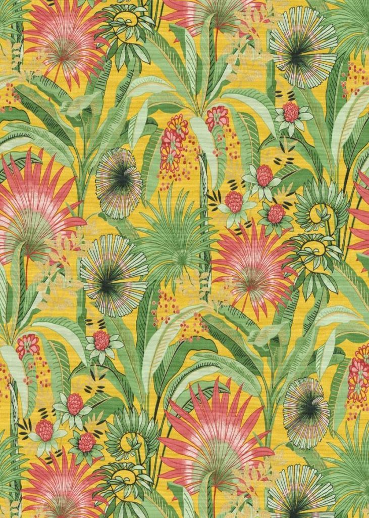Erismann Tapete tropische Blätter Gelb und Grün - 661622 - 53 cm x 10.05 m