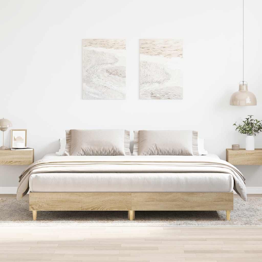 Bettgestell ohne Matratze Sonoma-Eiche 180x200 cm Holzwerkstoff - Klassische Betten