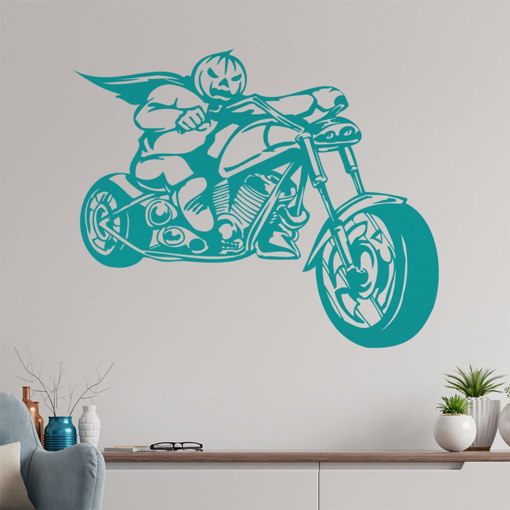 Halloween Biker Wandtattoo in 6 Größen - Wandaufkleber Wall Sticker - Dekoration, Küche, Wohnzimmer, Schlafzimmer, Badezimmer