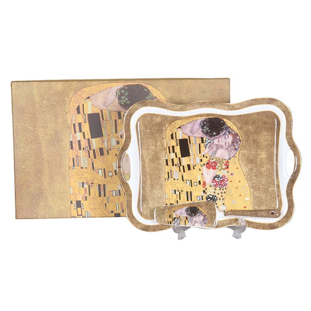 HOME ELEMENTS Tortový tanier s náčiním 35 cm, Klimt, Bozk Obrázok produktu 