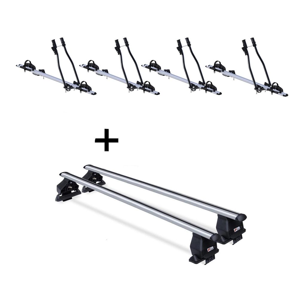 4x Fahrradträger SAGITTAR + Dachträger Menabo Tema kompatibel mit Dacia Sandero (5 Türer) 2008-2012