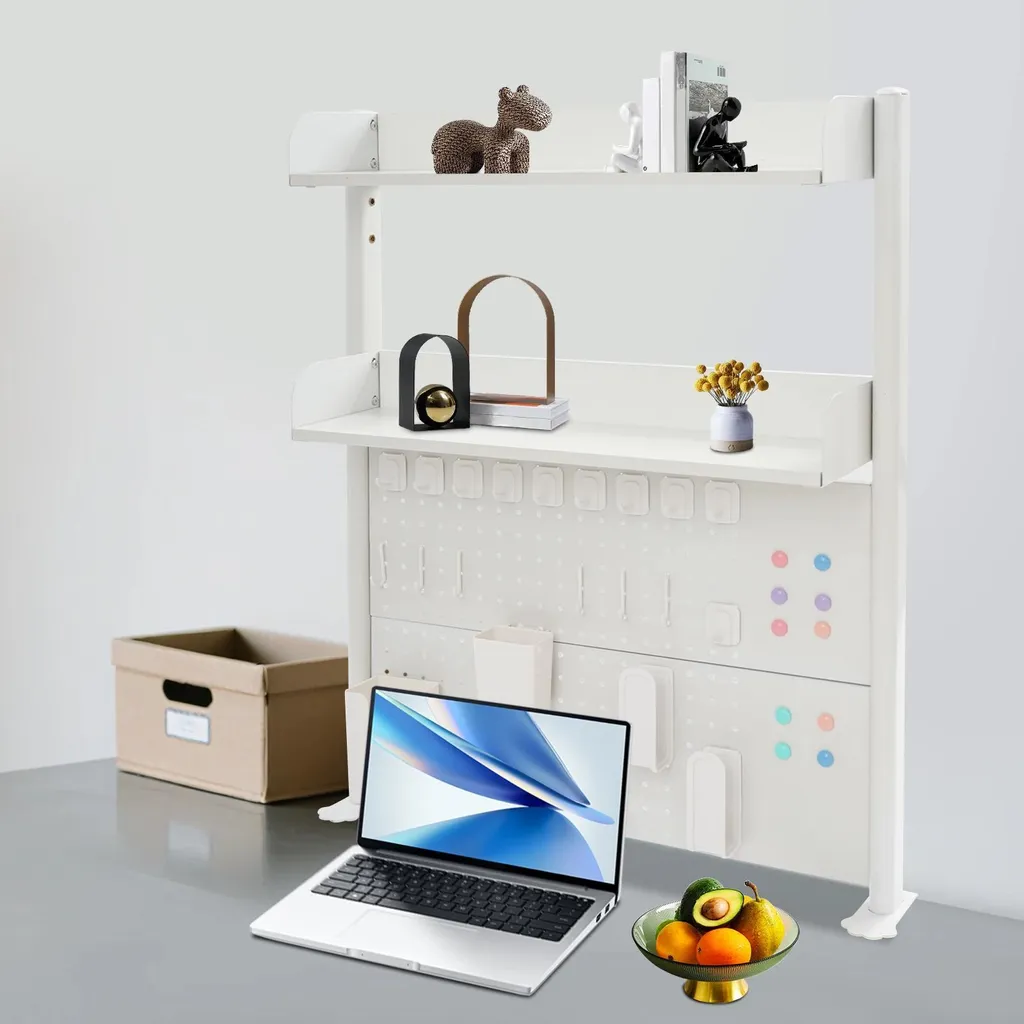 Bibliothèque de bureau à fixer 3 niveaux étagère de rangement blanche - 9