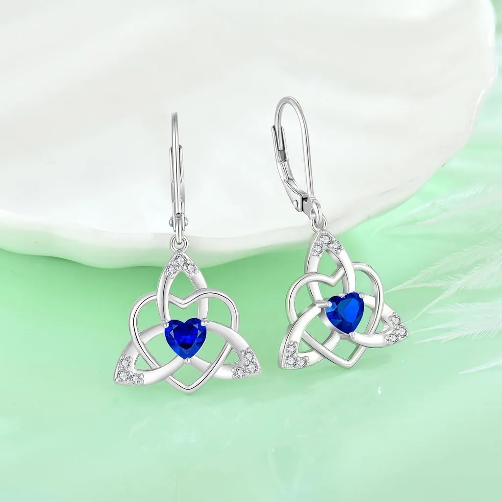 Boucles d'oreilles noeud celtique argent saphir hypoallergénique de luxe