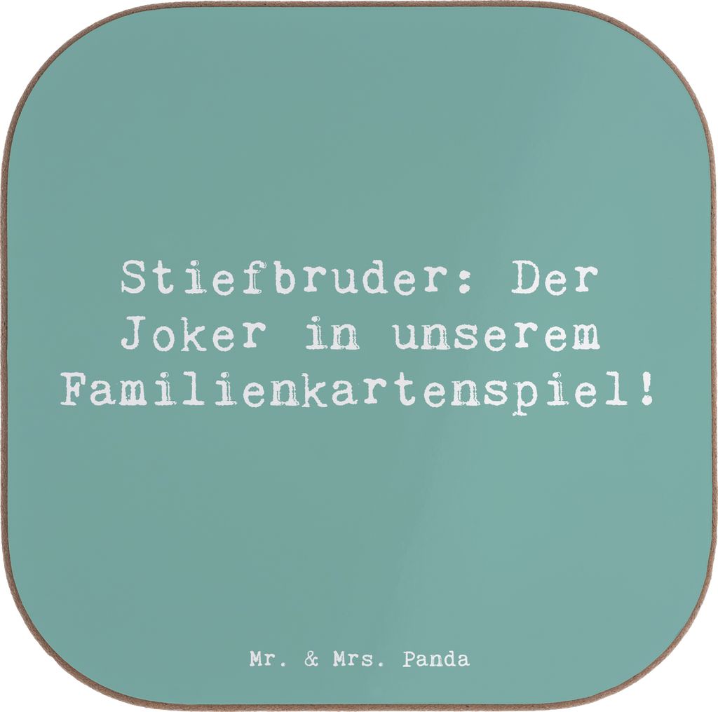Mr. & Mrs. Panda Tischuntersetzer Spruch Stiefbruder Joker - Meeresbrise - Geschenk, Stiefgeschwister, Familiengeschenke, Verwandte, gläserunterse...
