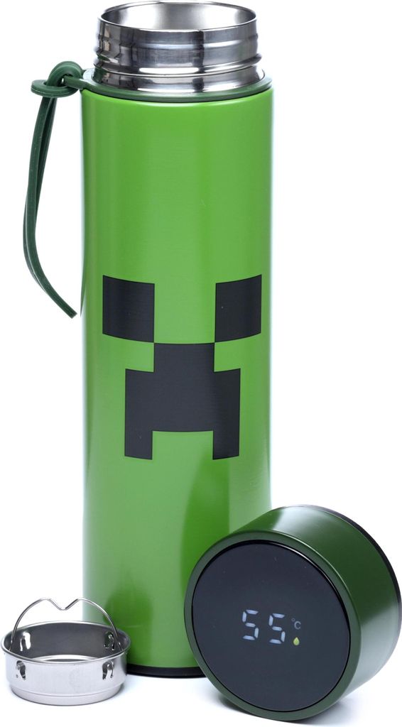 Minecraft Creeper Trinkflasche mit Digital Thermometer Produktbild 