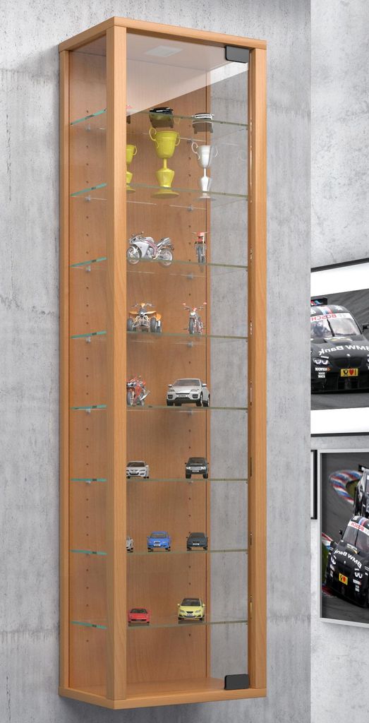 VCM Glasvitrine hängend | Vitrine Glas mit ESG-Sicherheitsglas | Maße ca. H. 115 x B. 33 x T. 18 cm| Hängevitrine Glas | Modern und platzsparend...