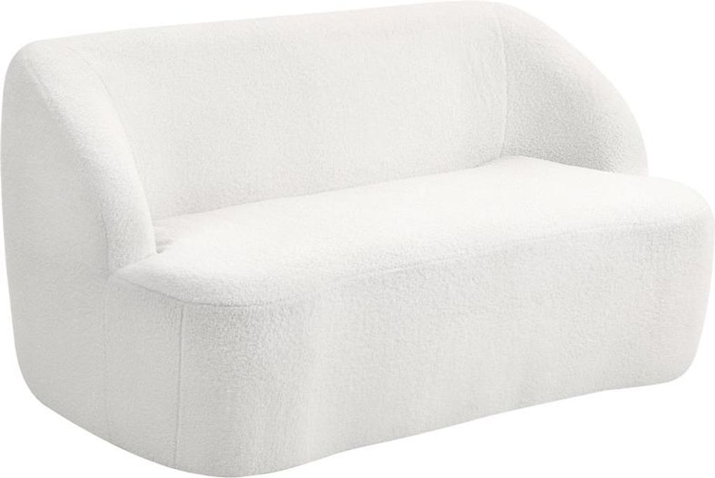 2-Sitzer-Sofa, geschwungenes Design, Polstersofa mit Fleece-Bezug, für Wohnzimmer, Schlafzimmer, Homeoffice, Cremeweiß