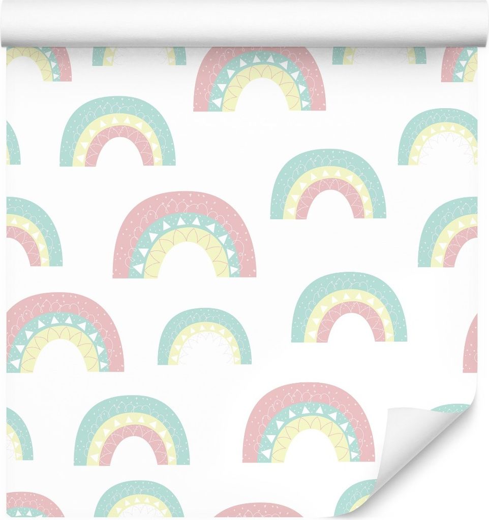 10m VLIES TAPETE Rolle Kinderzimmer Himmel Regenbogen Geometrisch Motiv XXL