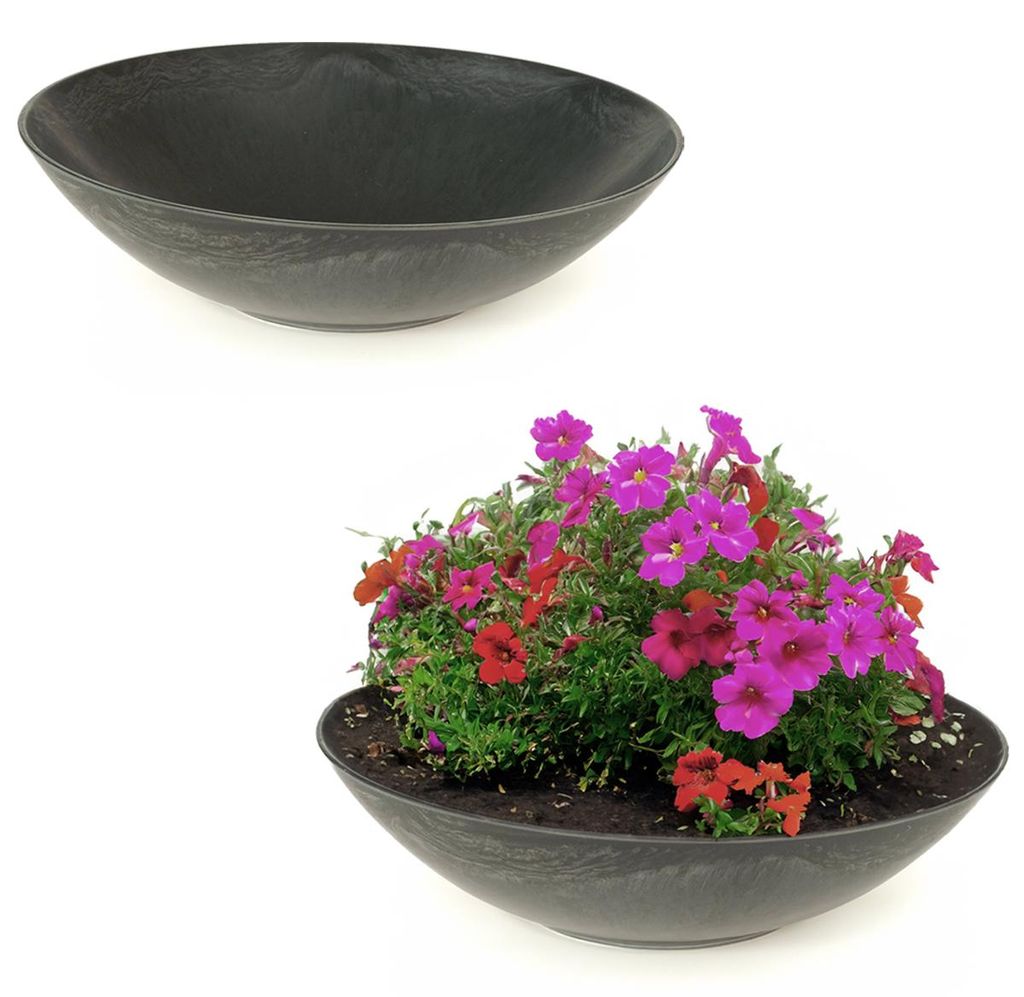 Fioriere per esterni Set di 2 ciotole decorative nere 35 cm Immagine del prodotto 