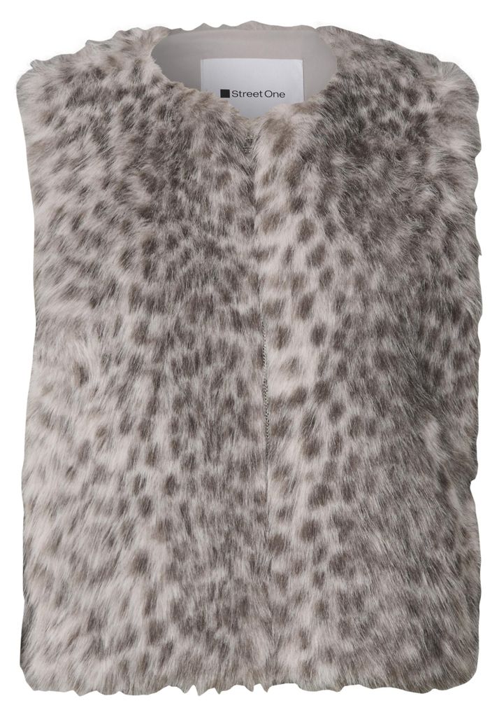 Street One Fake Fur Vest w. AOP clay sand 36 Produktbild 
