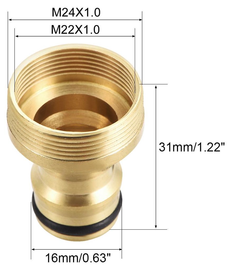 2Stk Gartenschlauch Schnellverbindung Messing Wasserschlauch Beschlag Anschlš¹sse Adapter M22 Innen & M24 Au?engewinde