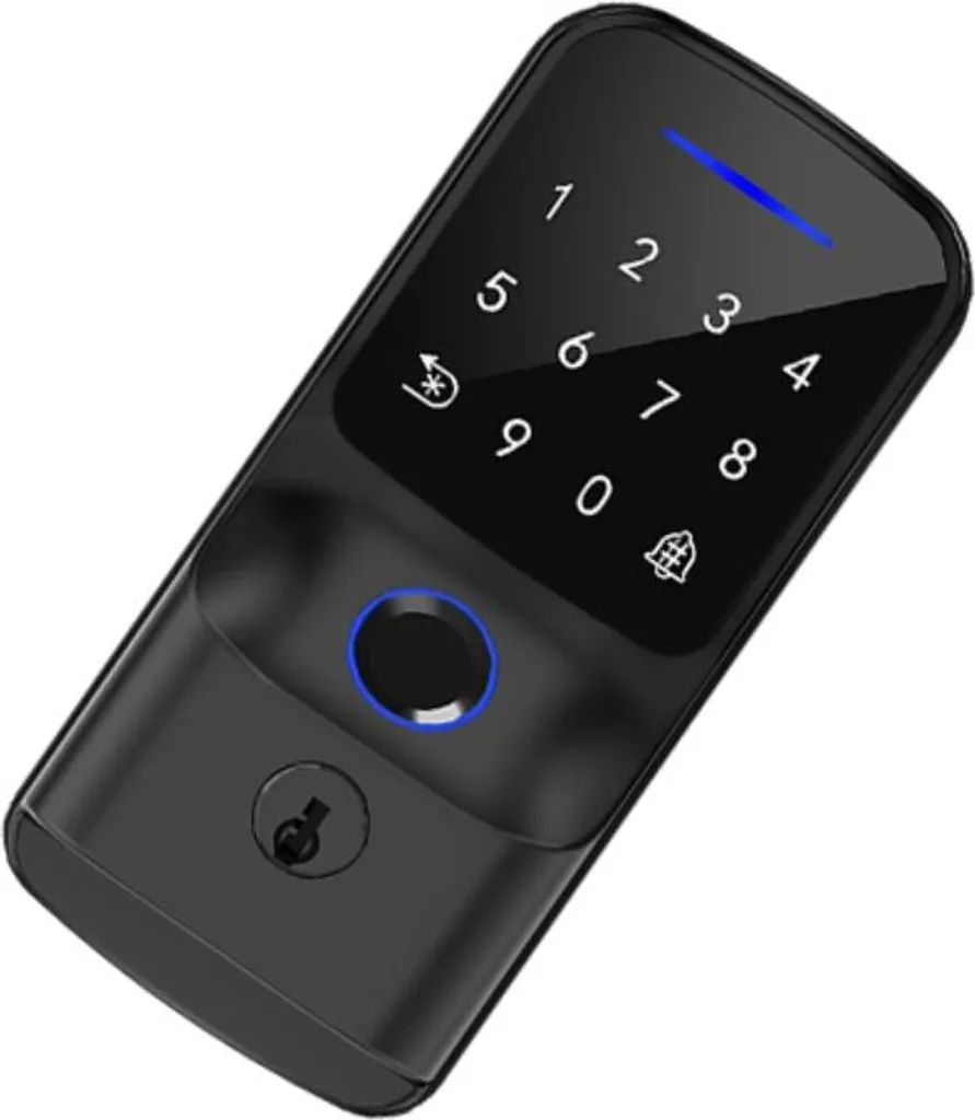 Serrure Connectée Biométrique en Aluminium Noir pour Porte d'Intérieur INF