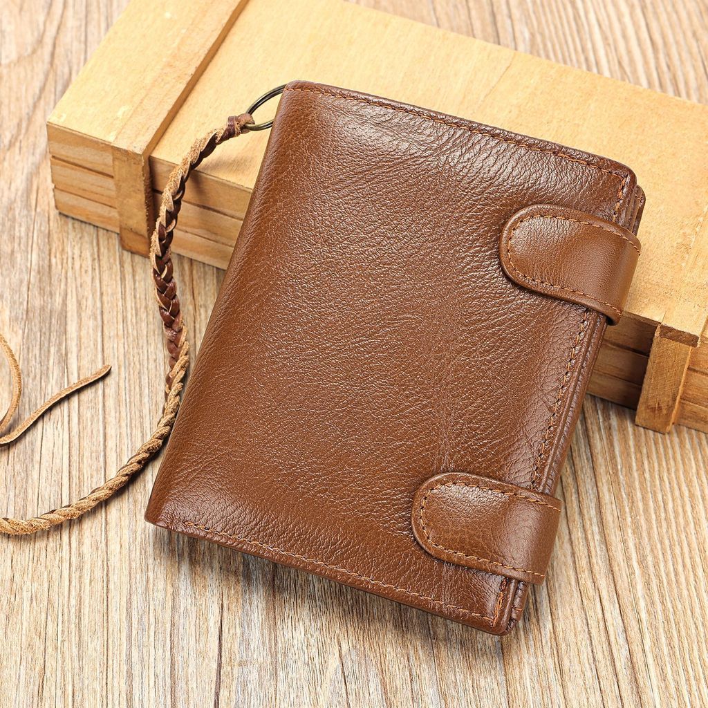 INF RFID-blockierende Lederbrieftasche für Herren, schlanke Brieftasche mit Geschenkbox Braun