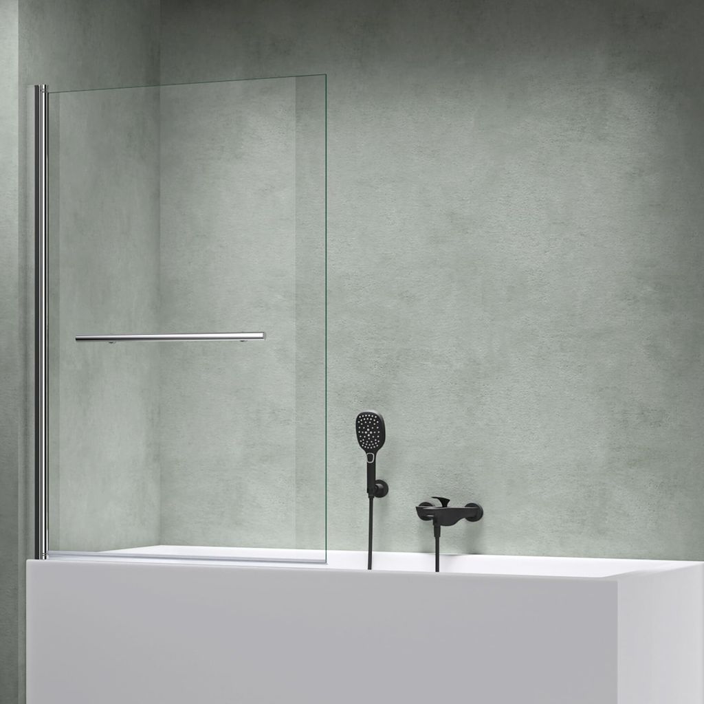Mai & Mai Duschwand für Badewanne faltbar 180° Sicherheitsglas mit NANO Faltwand 90x140cm Duschabtrennung Badewannenaufsatz