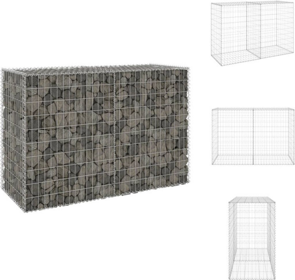 vidaXL Gabionenwand mit Abdeckung Verzinkter Stahl 150x60x100 cm - Zaunfelder
