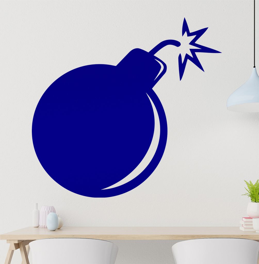 KIWISTAR Bombe mit Zündschnur Explosion Feuer Wandtattoo in 6 Größen - Wandaufkleber Wall Sticker - Dekoration, Küche, Wohnzimmer, Schlafzimmer...