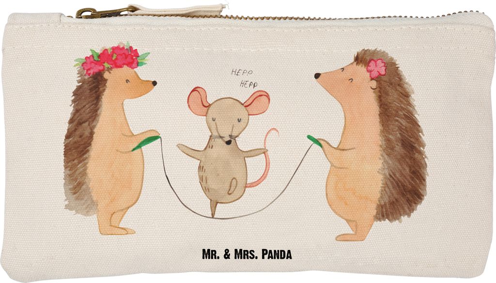 Mr. & Mrs. Panda Make-Up Tasche Igel Seilhüpfen Größe S Klein - Weiß - Geschenk, Kosmetiktasche, Mäppchen, Kulturbeutel, Pouch, Seilspringen, ...