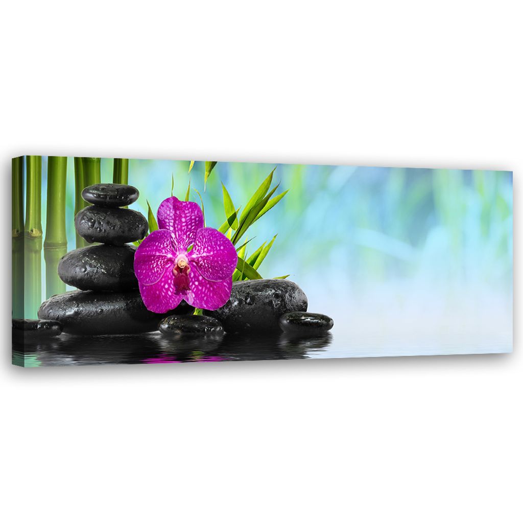 Leinwandbild Zen-Steine auf Wasser 120x40 Feeby Blau bild für die wand bereit zum aufhängen