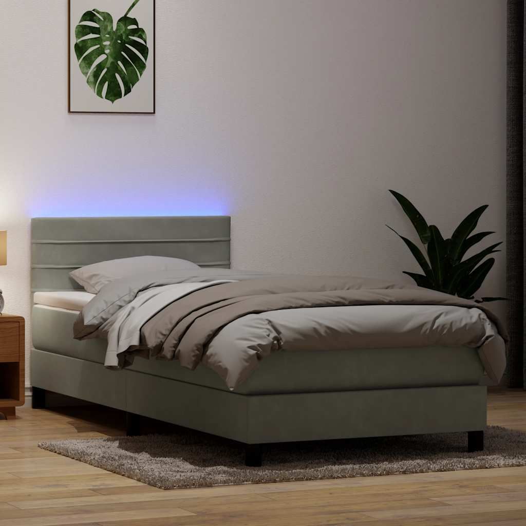Boxspringbett mit Matratze Hellgrau 80x210 cm Samt ,Klassische Betten 2025