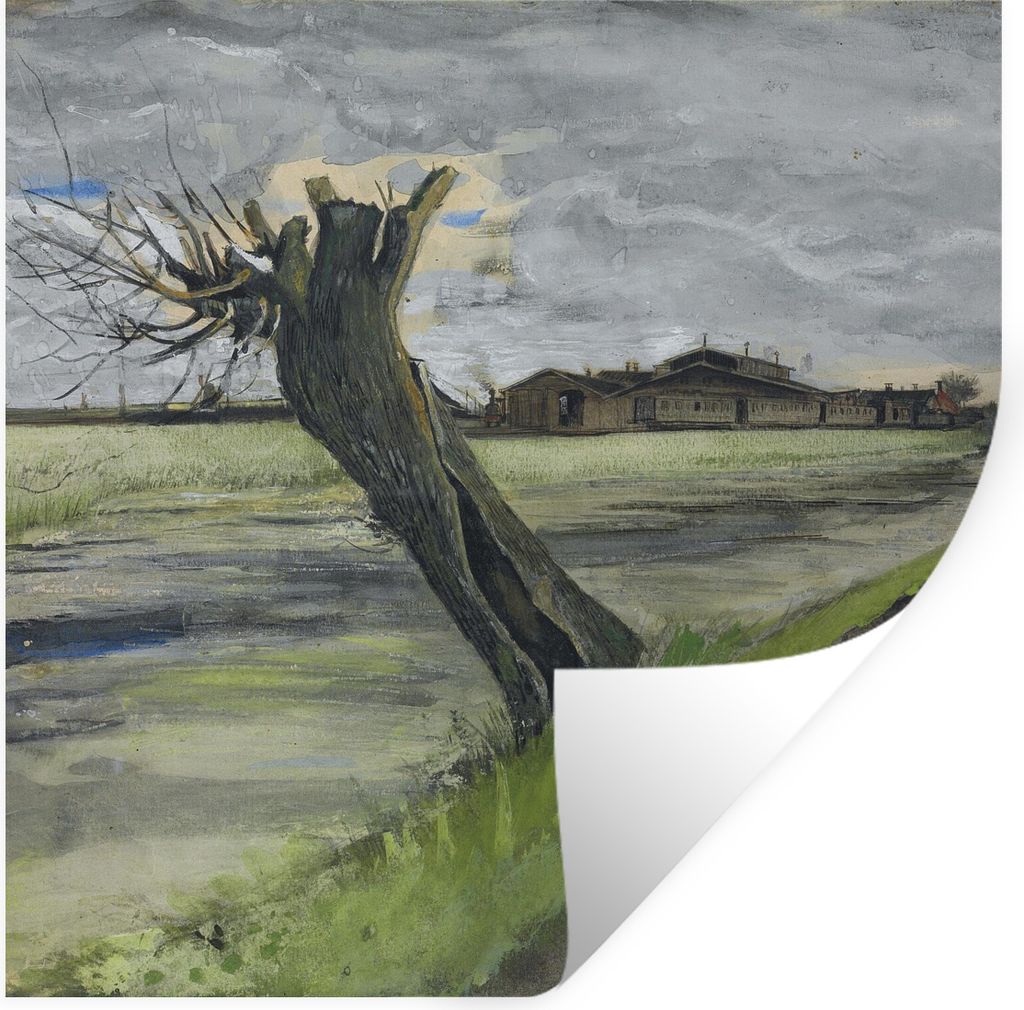 MuchoWow Wandtattoo Wandsticker Wandaufkleber Pollard Willow - Vincent van Gogh 80x80 cm Selbstklebend und Repositionierbar - Wierderverwendbar -...