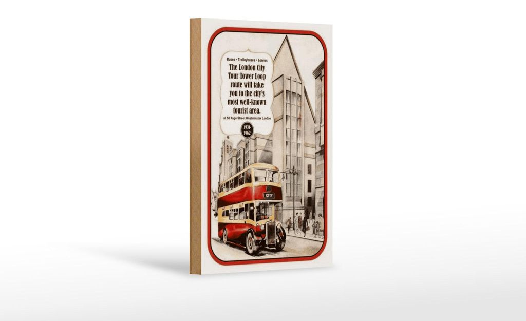 Holzschild Spruch 12x18cm London City Tour 1931-1962