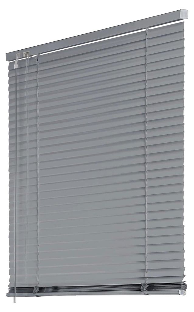 Aluminium-Jalousie zur Wand- und Deckenmontage (Silber, 60 x 220 cm) - Fensterrollo mit 25 mm breiten Aluminium-Lamellen