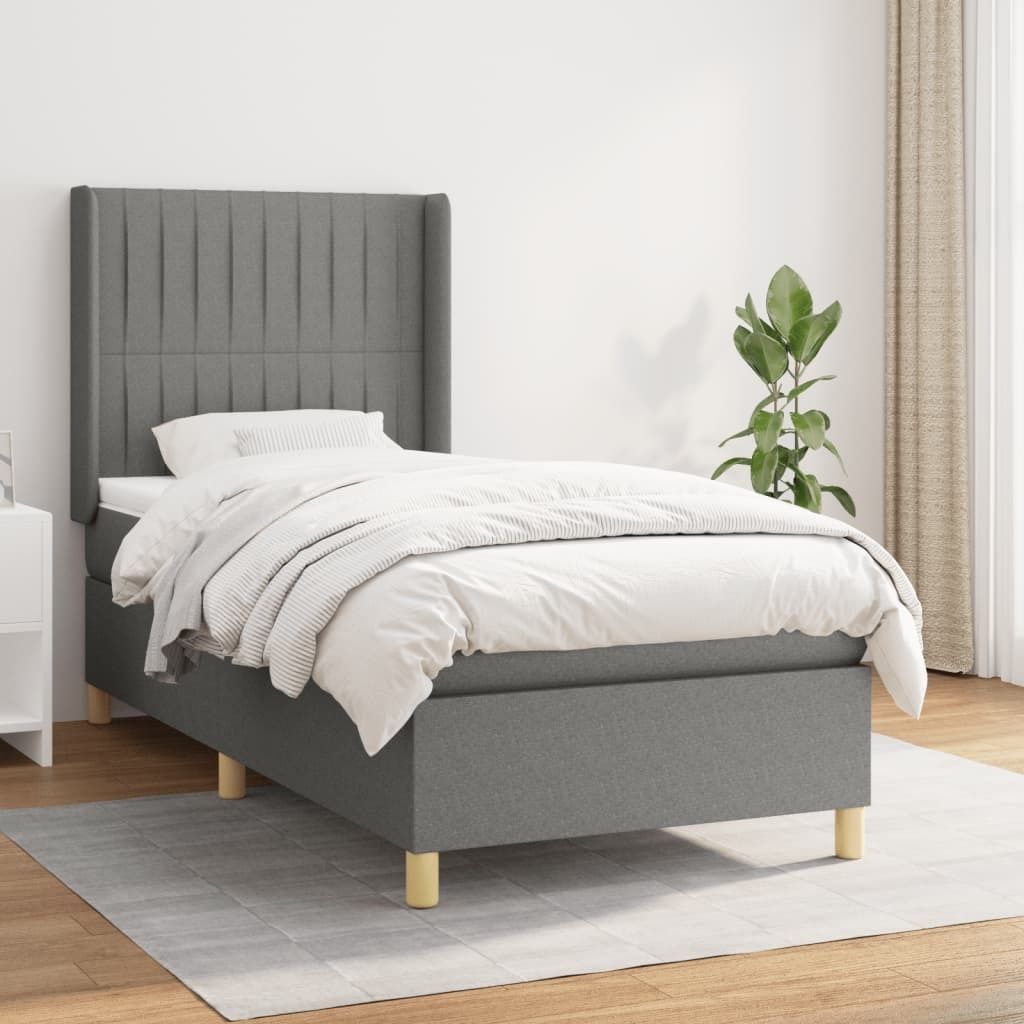 The Living Store Boxspringbett mit Matratze Dunkelgrau 90x190 cm Stoff