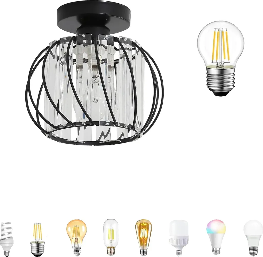 Lampada da Soffitto Moderna in Cristallo Nero | Plafoniera Design Lusso