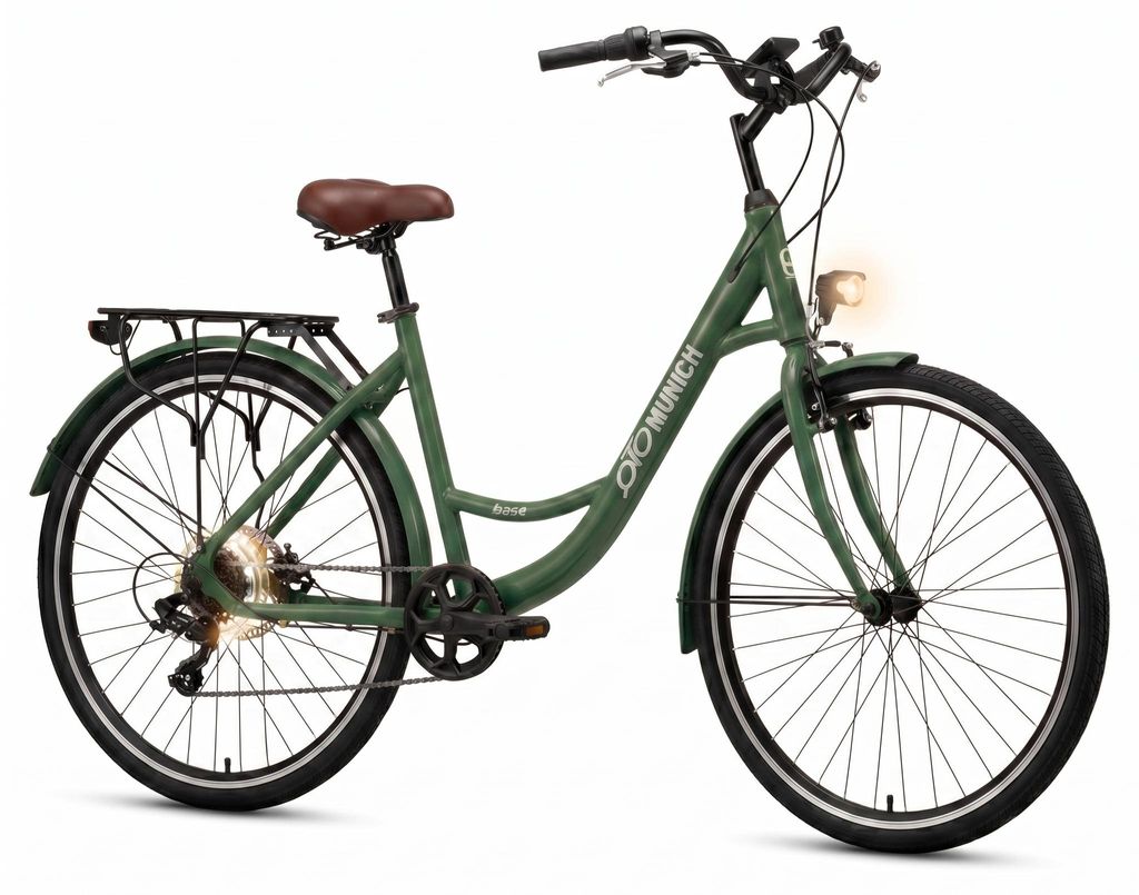 oToMUNICH Plus Olive Green 28 Zoll Fahrrad, Shimano 7-Gang, Produktbild 