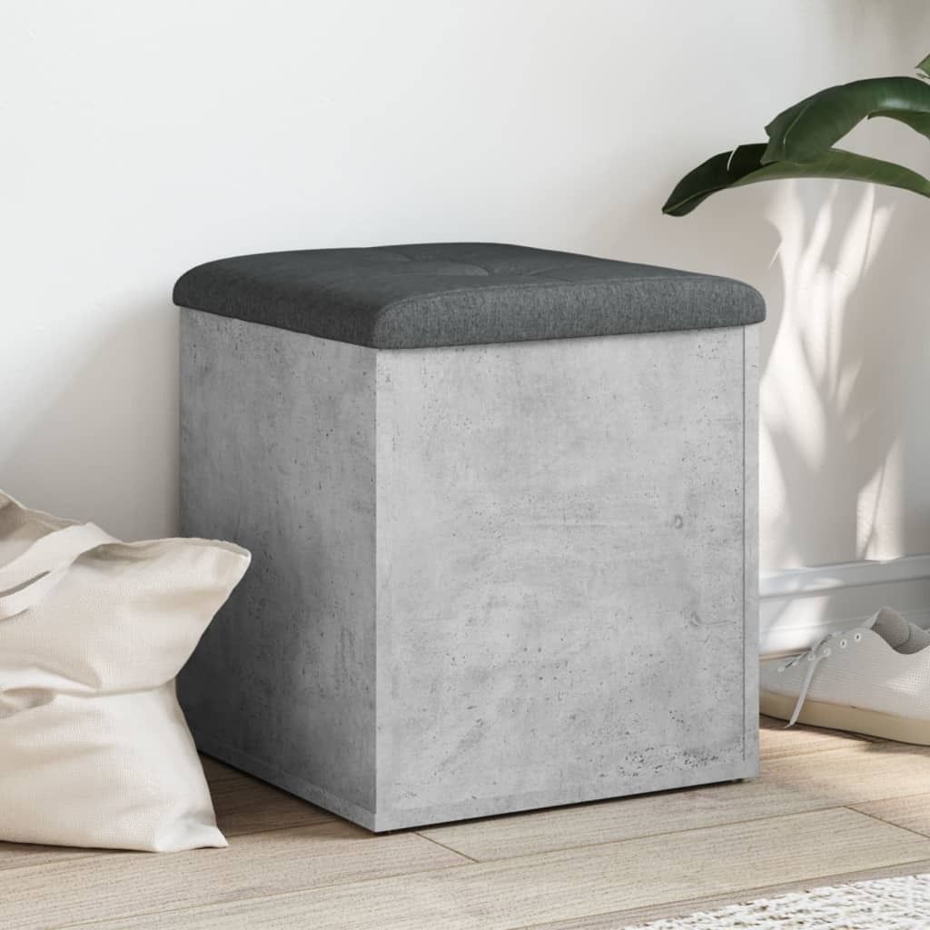 (Robust Möbel)Sitzbank - modernes Design - Schuhbank für Flur, Wohnzimmer - mit Stauraum Betongrau 42x42x45cm Holzwerkstoff DE919105 - Sitzb...