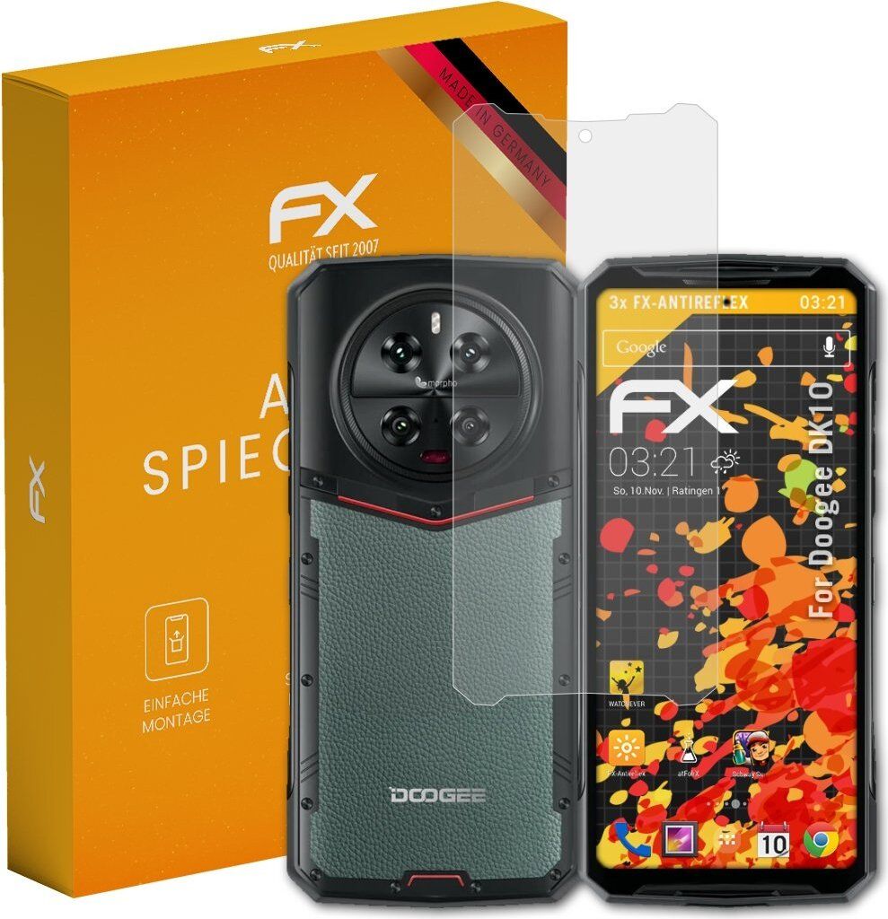atFoliX FX-Antireflex 3x Schutzfolie kompatibel mit Doogee DK10 Displayfolie