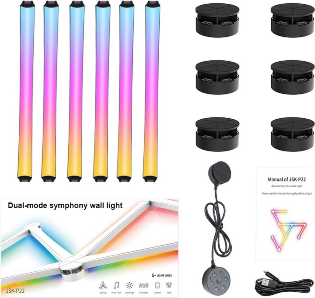 INF Bluetooth LED Streifen - DIY Smart Spleißen, RGB, 6er-Set Schwarz