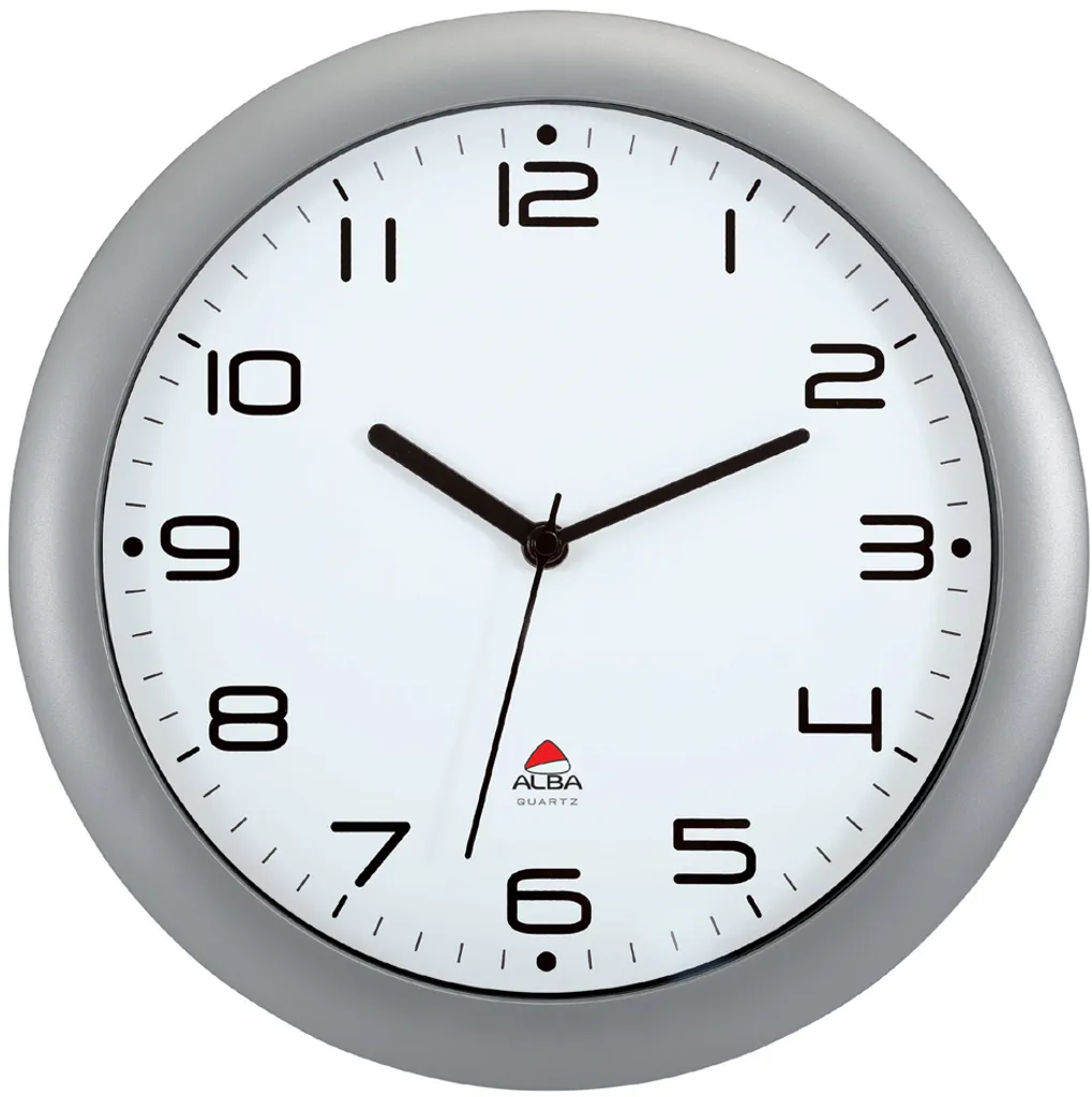 Horloge murale grise HORNEW ALBA avec affichage analogique quartz