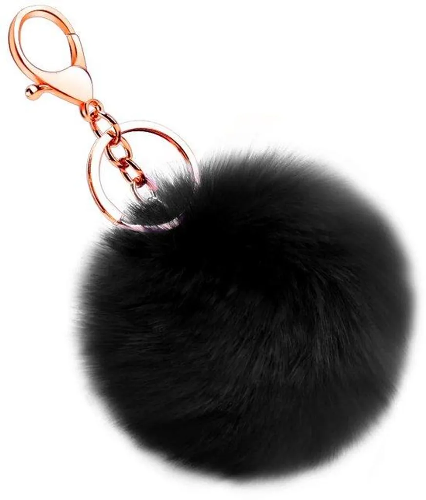Bijou de sac pompon noir en fourrure synthétique lapin pour femme chic