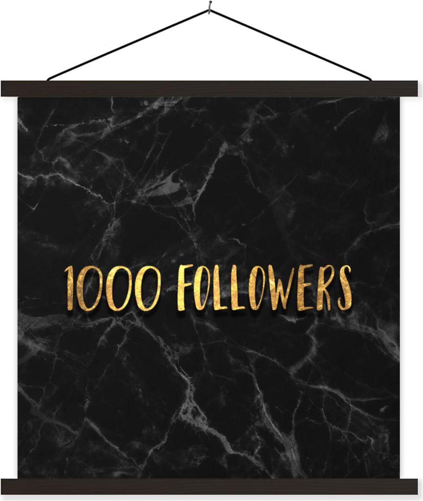 MuchoWow Textilposter Soziale Medien - Instagram - Gold - Marmor 120x120 cm mit schwarzem Rahmen - Aufhängungsset