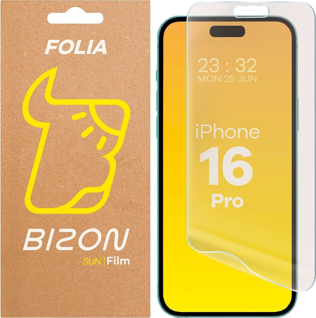 Matte Folie für iPhone 16 Pro, Bizon Glass Film Sun, 1 Stück