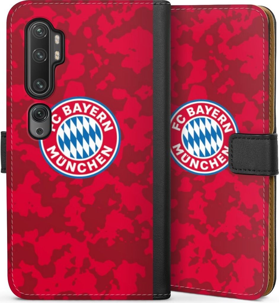 DeinDesign Klapphülle für Xiaomi Mi Note 10 Pro Handytasche Lederhülle Tasche FC Bayern München Camouflage FCB