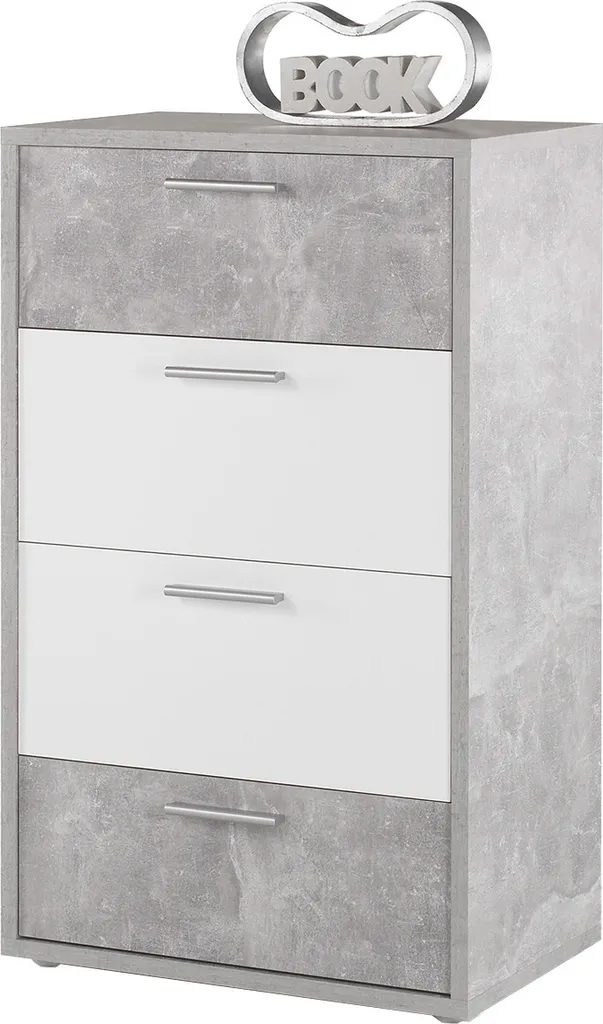 Commode haute Marion béton gris 64 cm - Rangement 2 portes robuste