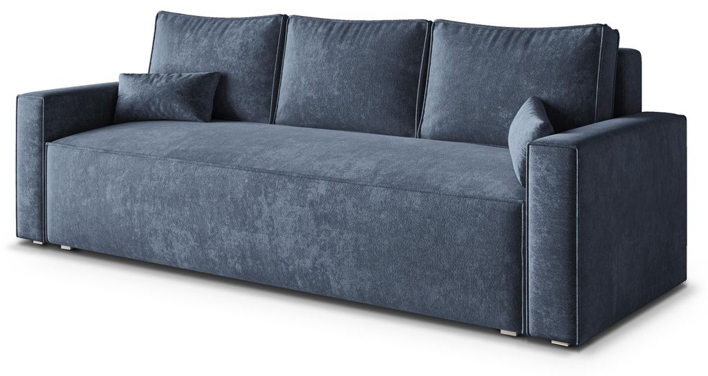Sofa MENI mit Schlaffunktion, Schlafsofa, Wohnzimmersofa, Couch, Soffa, Bettsofa, Chenille-Stoff – Blau LUMO 05
