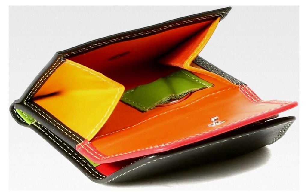 Minibörse für Münzen und Scheine im Wickelformat, mehrfarbig, Echtleder, 8x6,5cm (LxB)